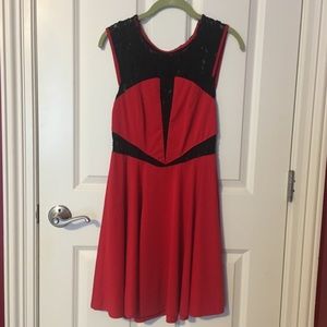 Red and Black Lace Dress